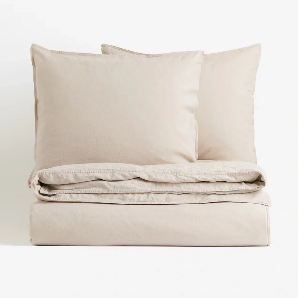 LINEN-BLEND/QUEEN DUVET COVER SET‎